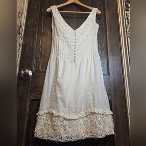 Vntg MNG Suit Mango Cream & White Bohemian Edwardian Cottagecore Lace Dress
